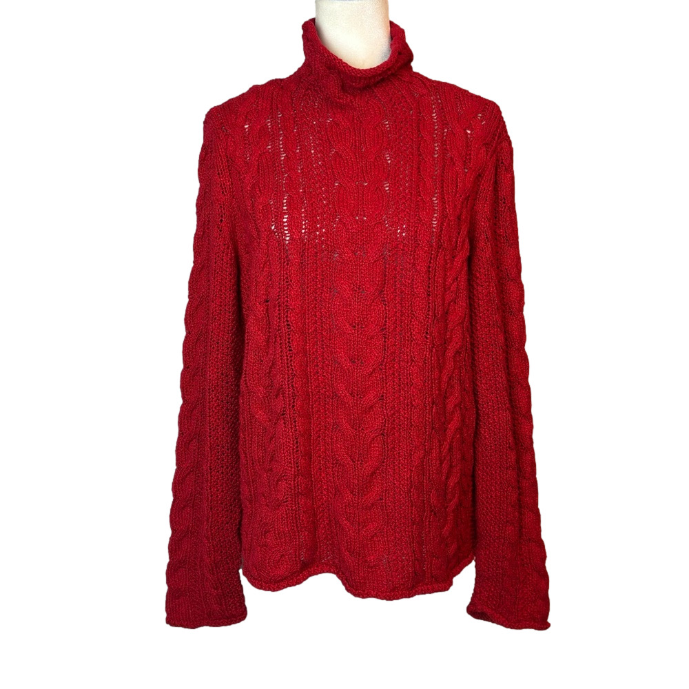 LRL Ralph Lauren red cable knit sweater